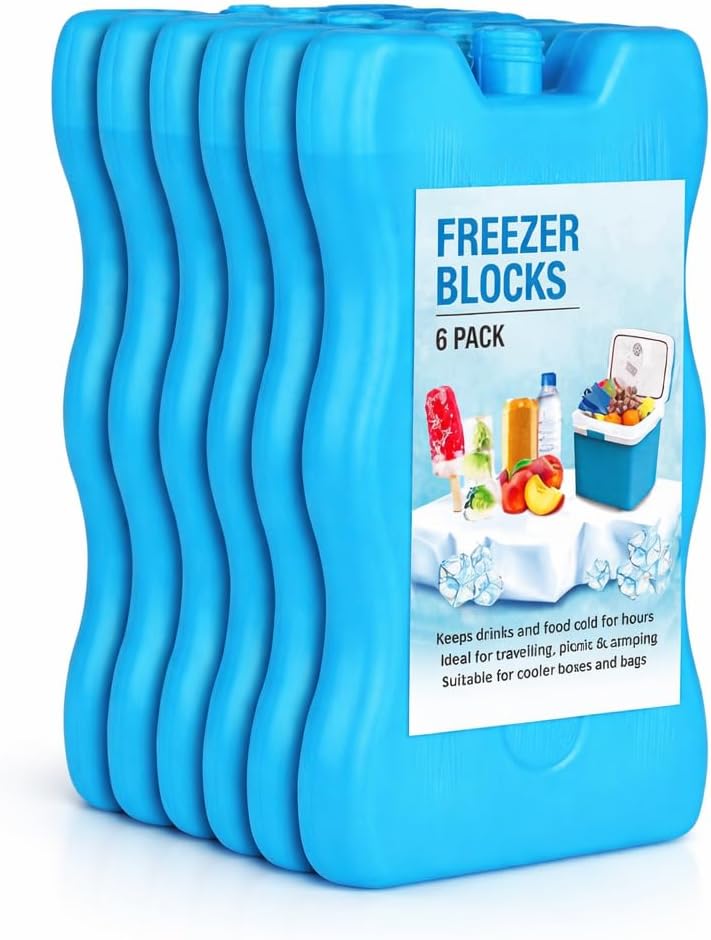 1ABOVE reusable freezer blocks family pack of six slim ice packs for cool boxes
