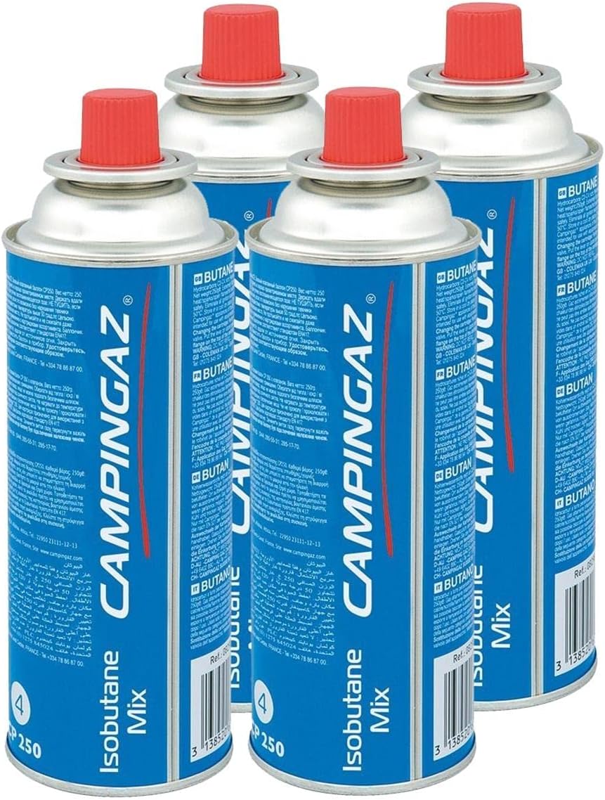 Campingaz CP250 4-pack of blue 220g butane gas cartridges for camping stoves
