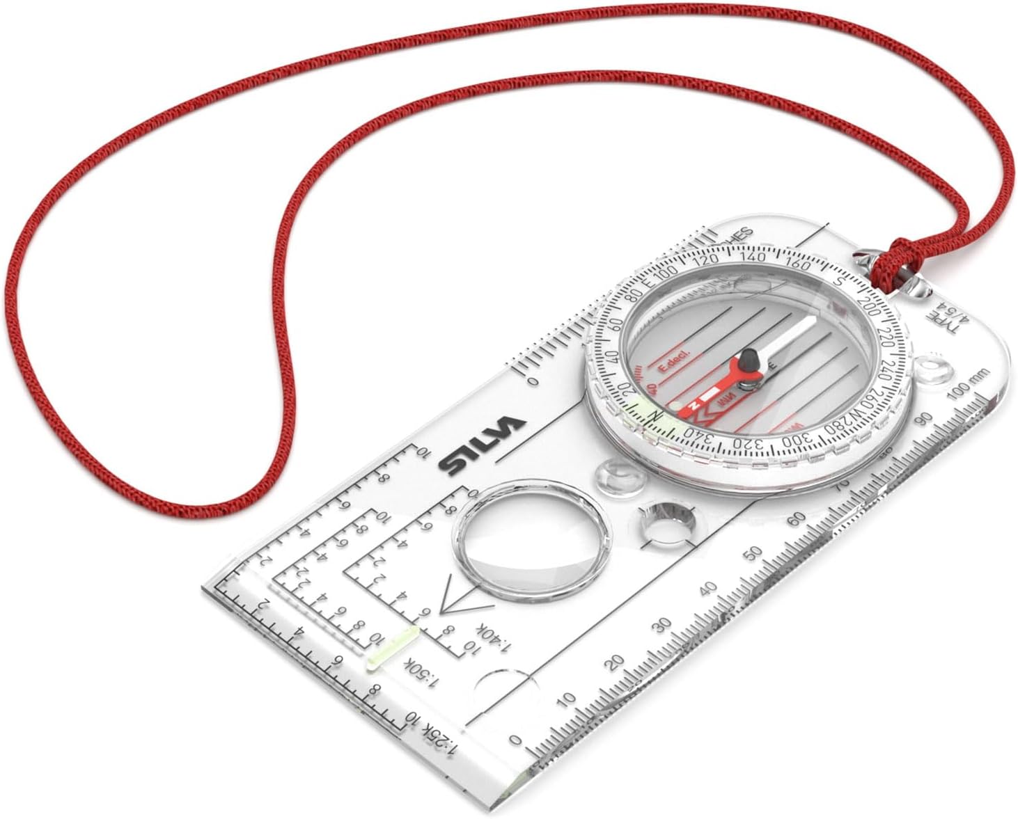Silva Expedition 4 baseplate compass showing its romer scales, magnifying lens and rotating bezel