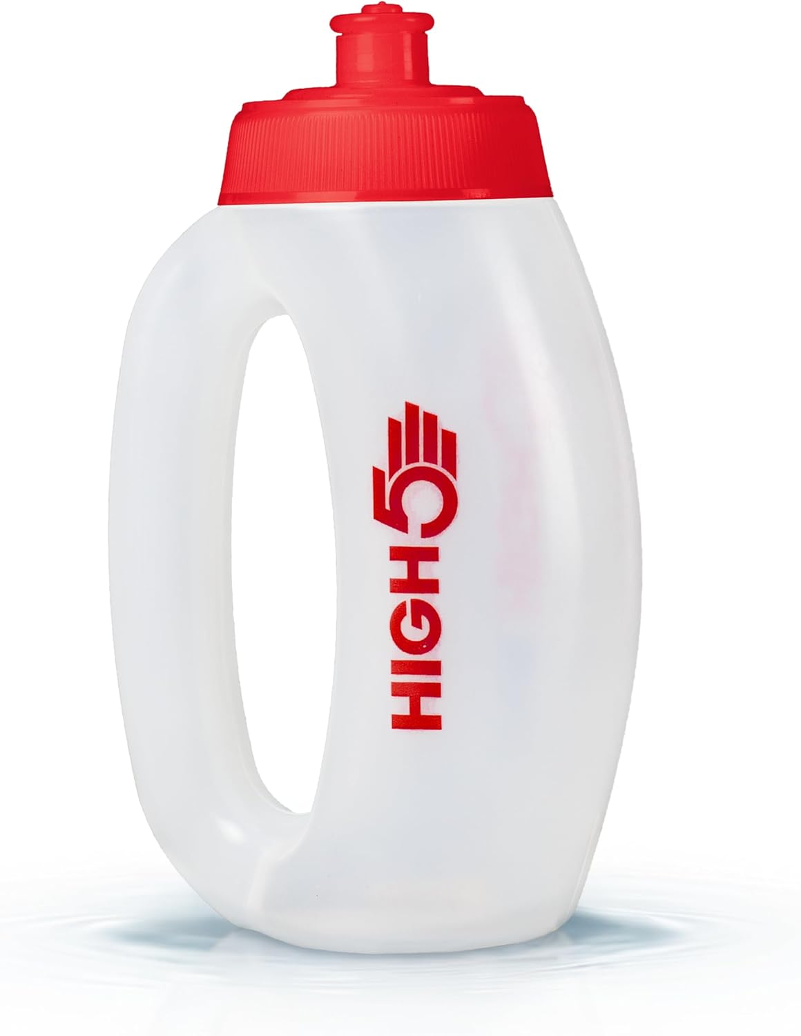 HIGH5 Professional 350ml clear running water bottle with built-in carry handle and pull-up spout