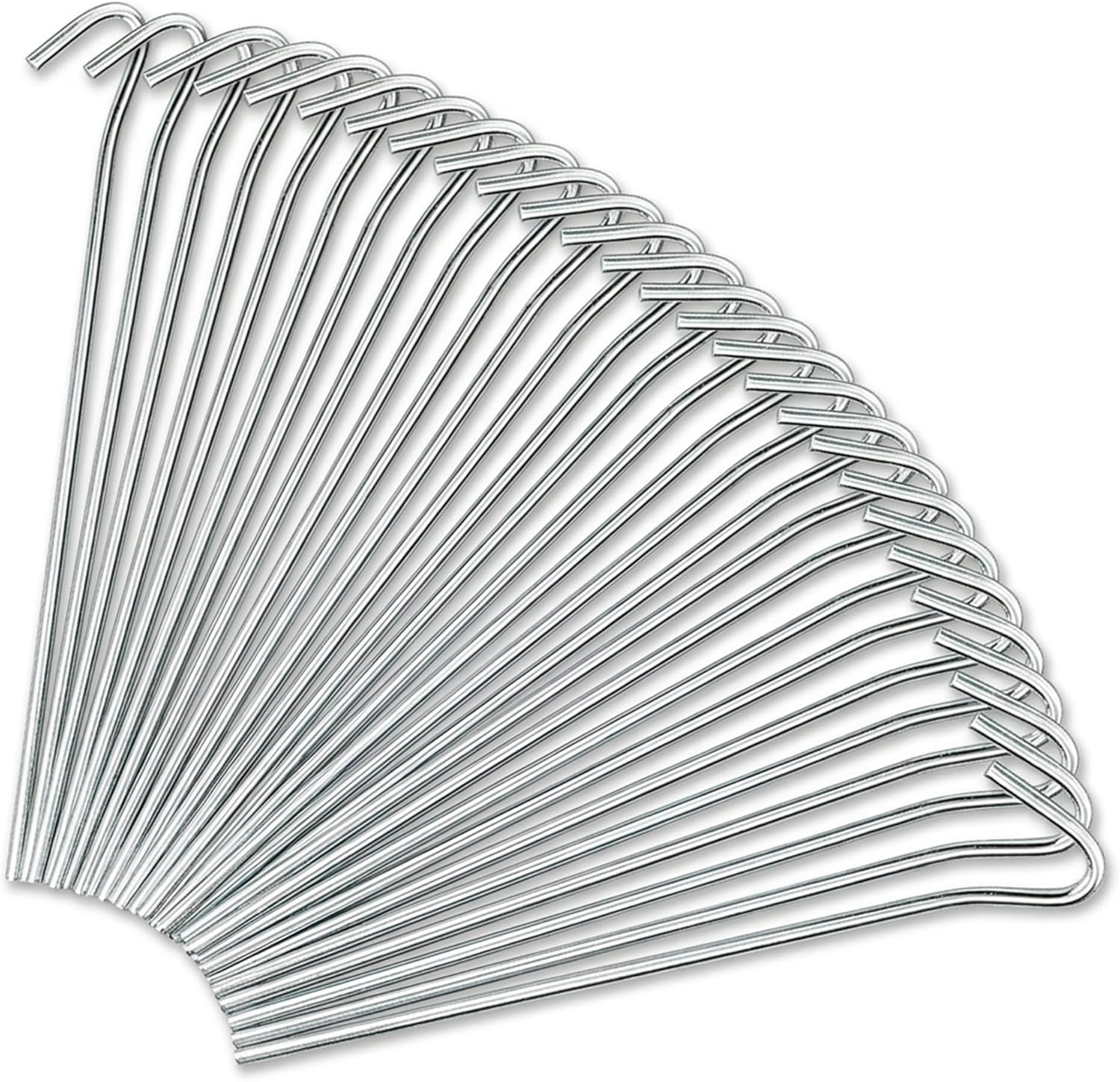KEPLIN galvanised steel alloy tent pegs, 50-pack, 9 inch length, laid out on grass