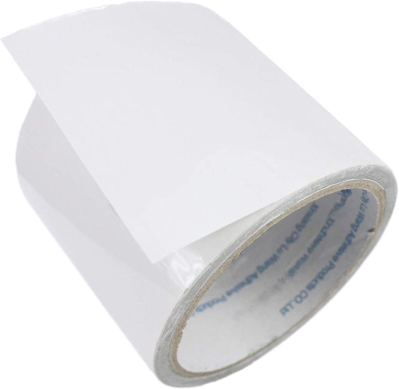 LANUCN tent repair tape roll with the white release paper peeled back from the clear adhesive