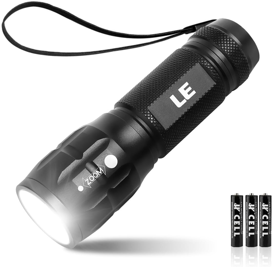 LE LE1000 aluminium pocket LED torch with adjustable focus head, battery powered