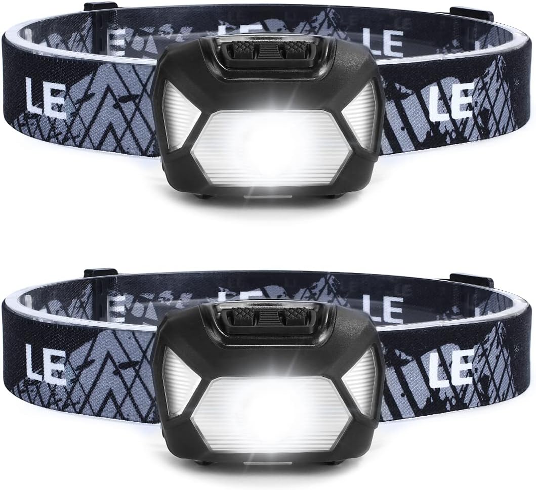 Lepro 2-pack AAA-powered LED head torch with elasticated headband, one of two included in the £9.99 set