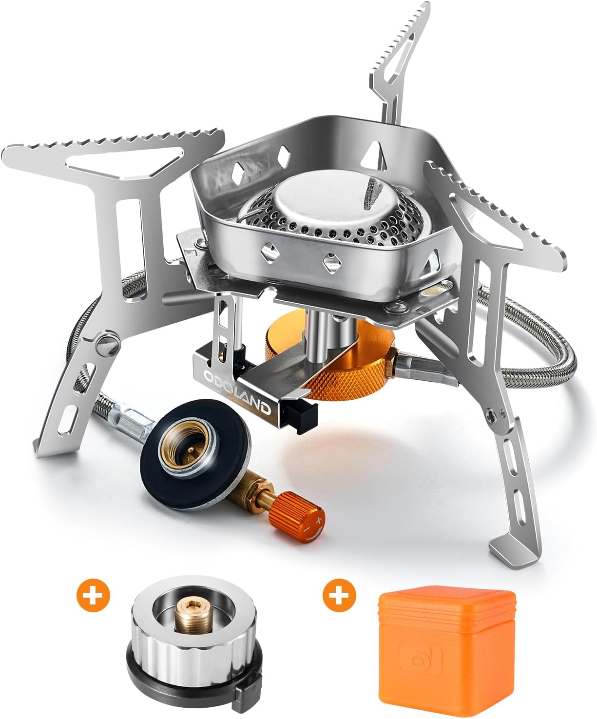 Odoland 3500W windproof camping gas stove unfolded and ready to use
