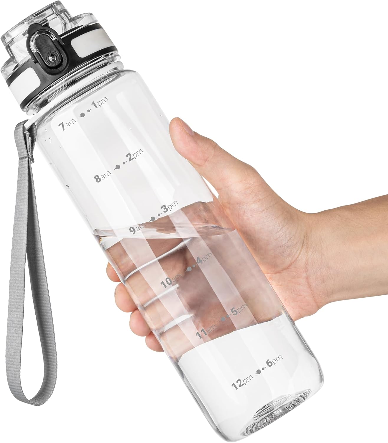 OLDLEY 1 litre motivational water bottle with time markings and lockable chug lid