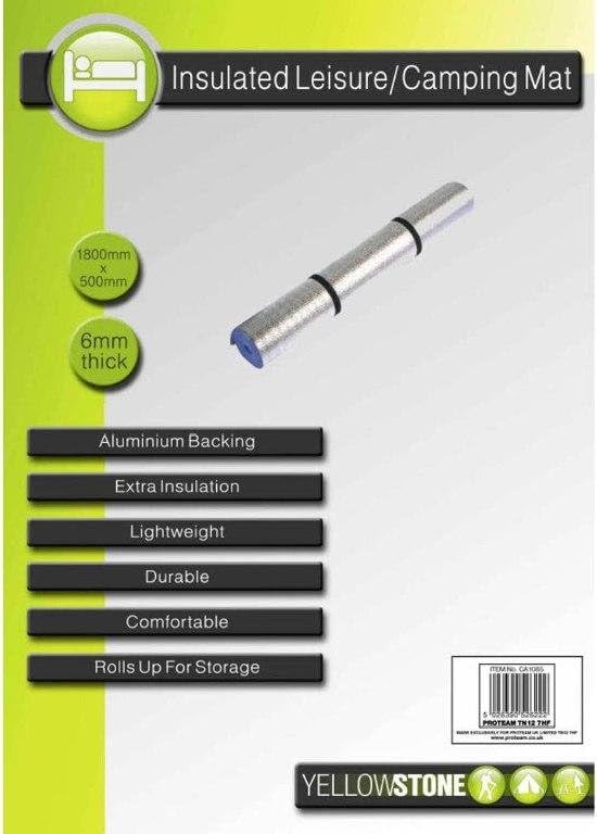 Close-up of the foil-backed surface and foam texture of the Yellowstone camping mat