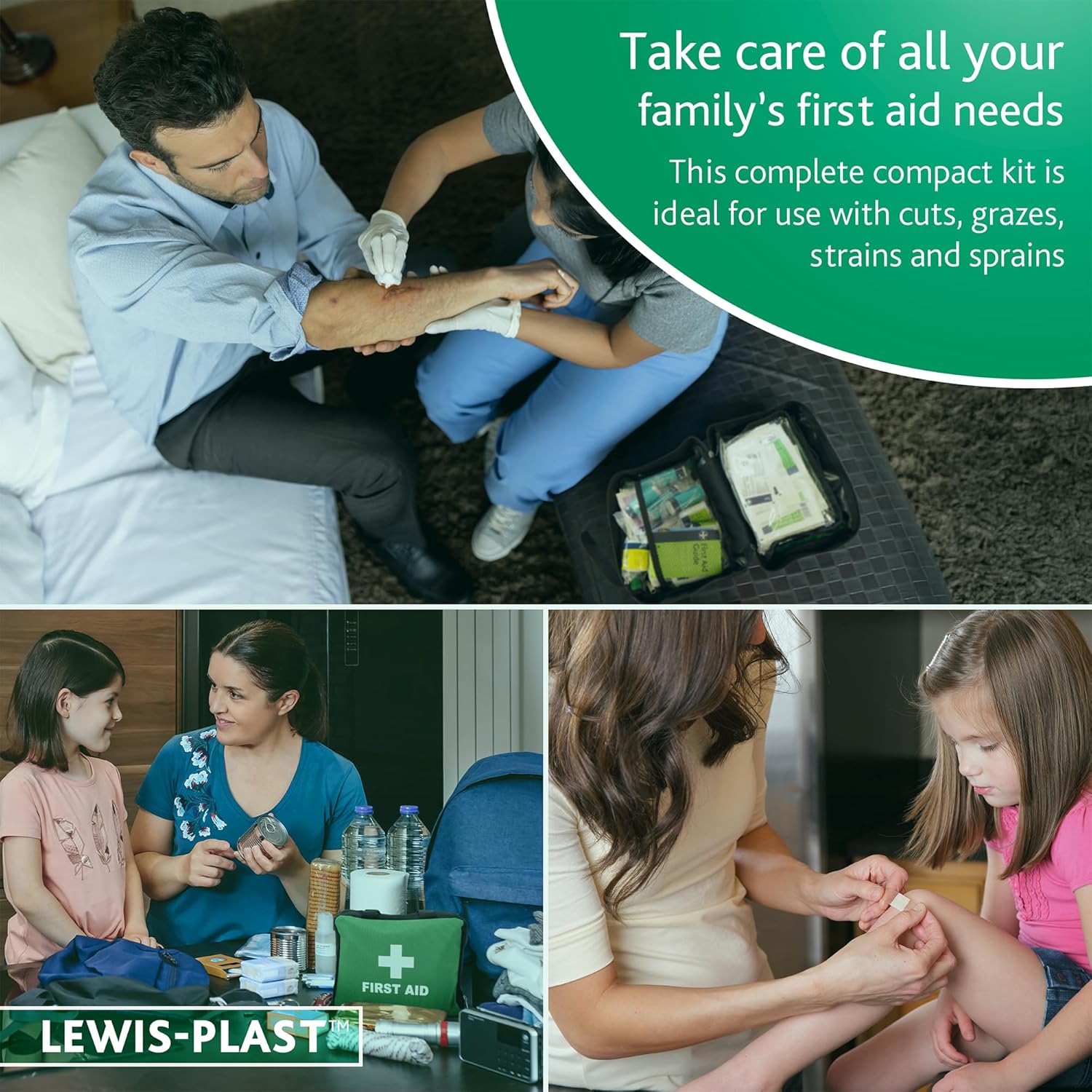 Close-up detail of first aid kit contents
