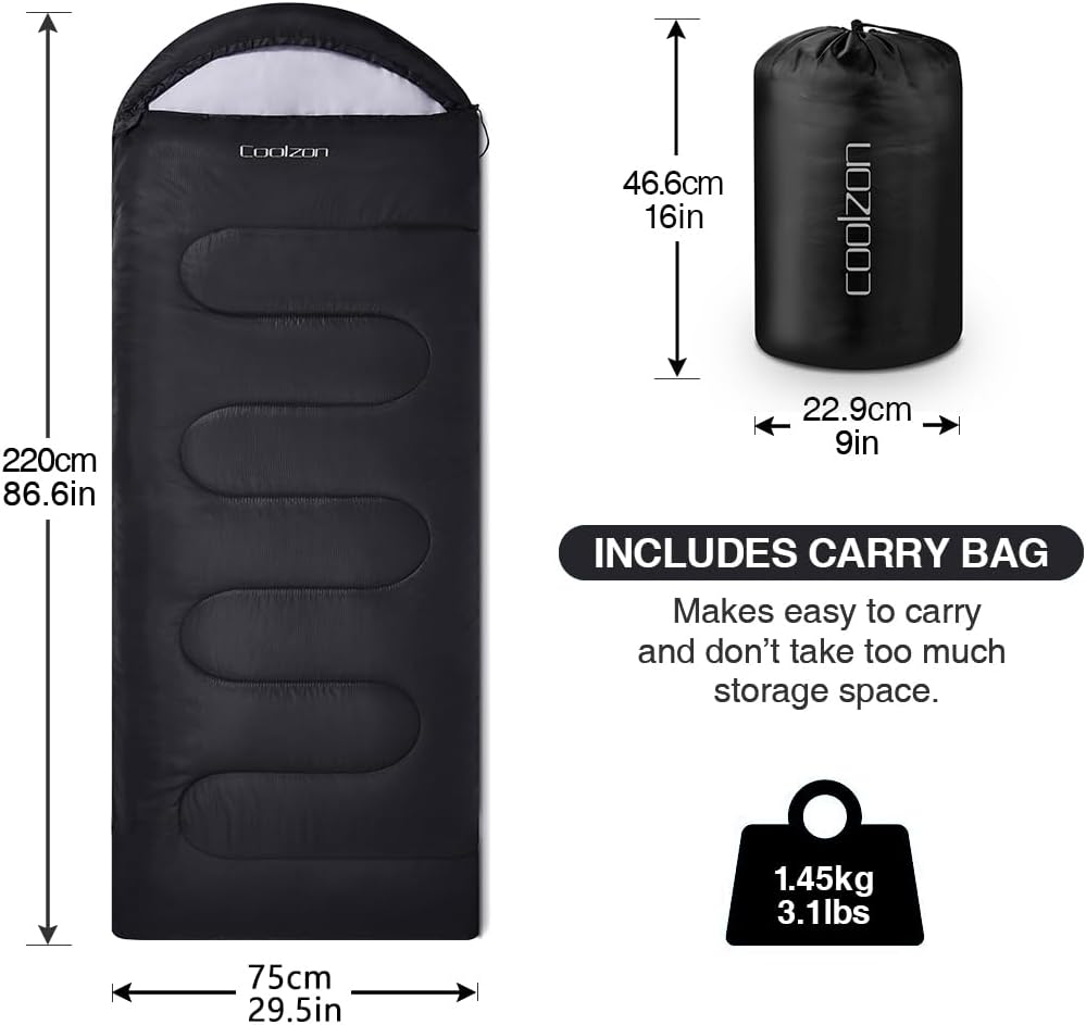 Coolzon sleeping bag laid out flat showing the full length and lining
