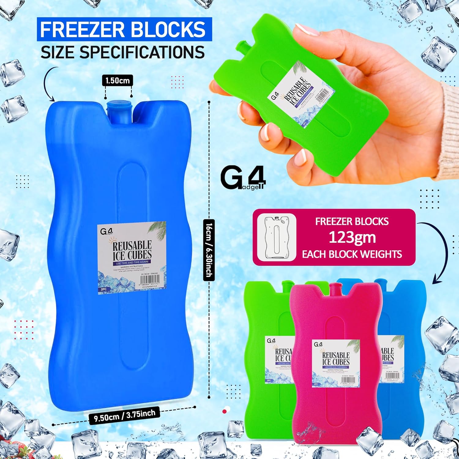 G4GADGET freezer block detail showing the plastic seam and surface