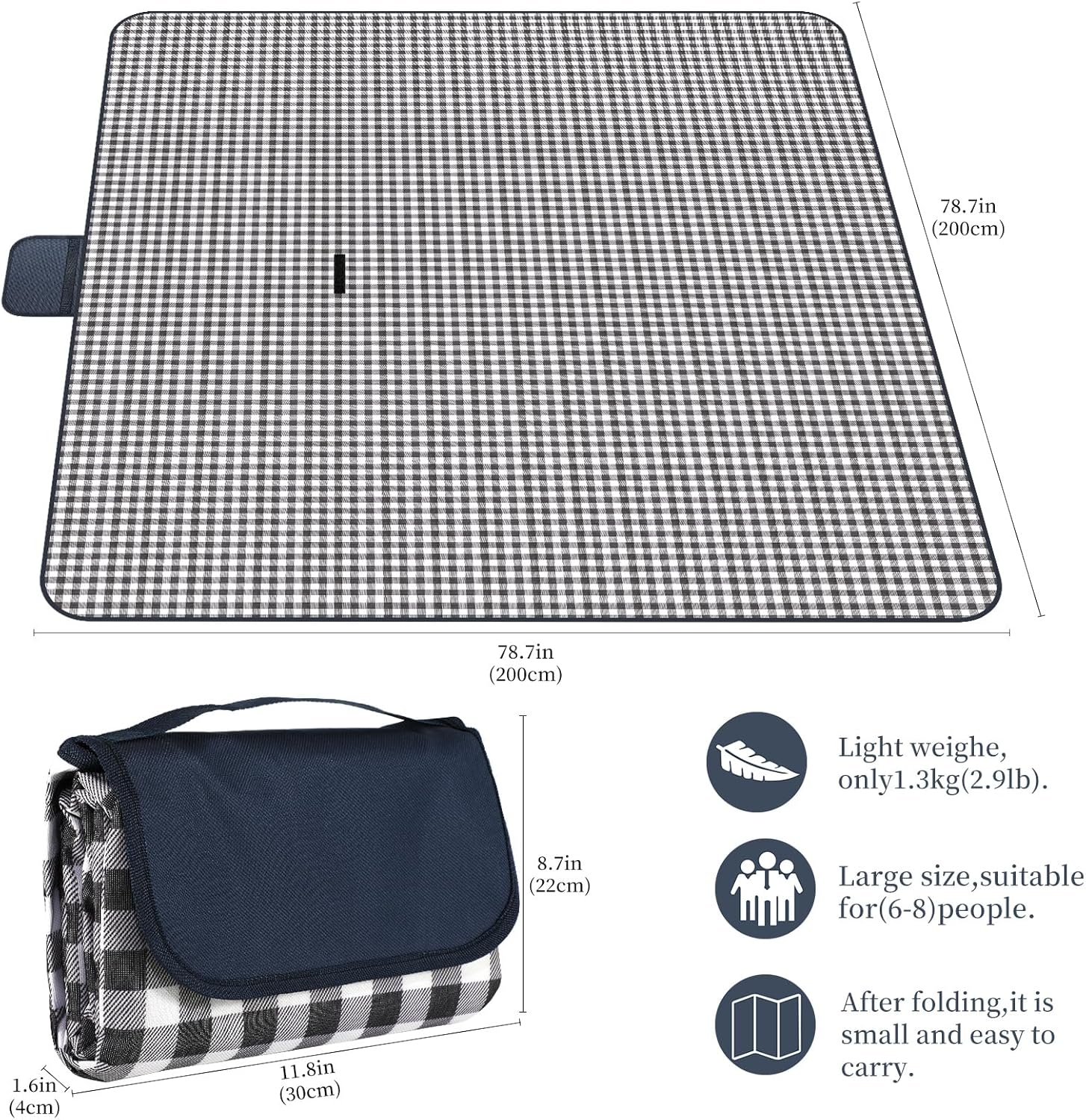 Detail of the GUSUWU picnic blanket velcro flap and folding design