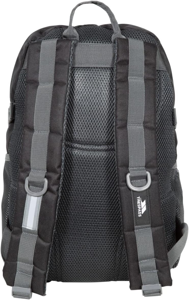 Trespass Albus backpack rear view showing padded shoulder straps and mesh back panel