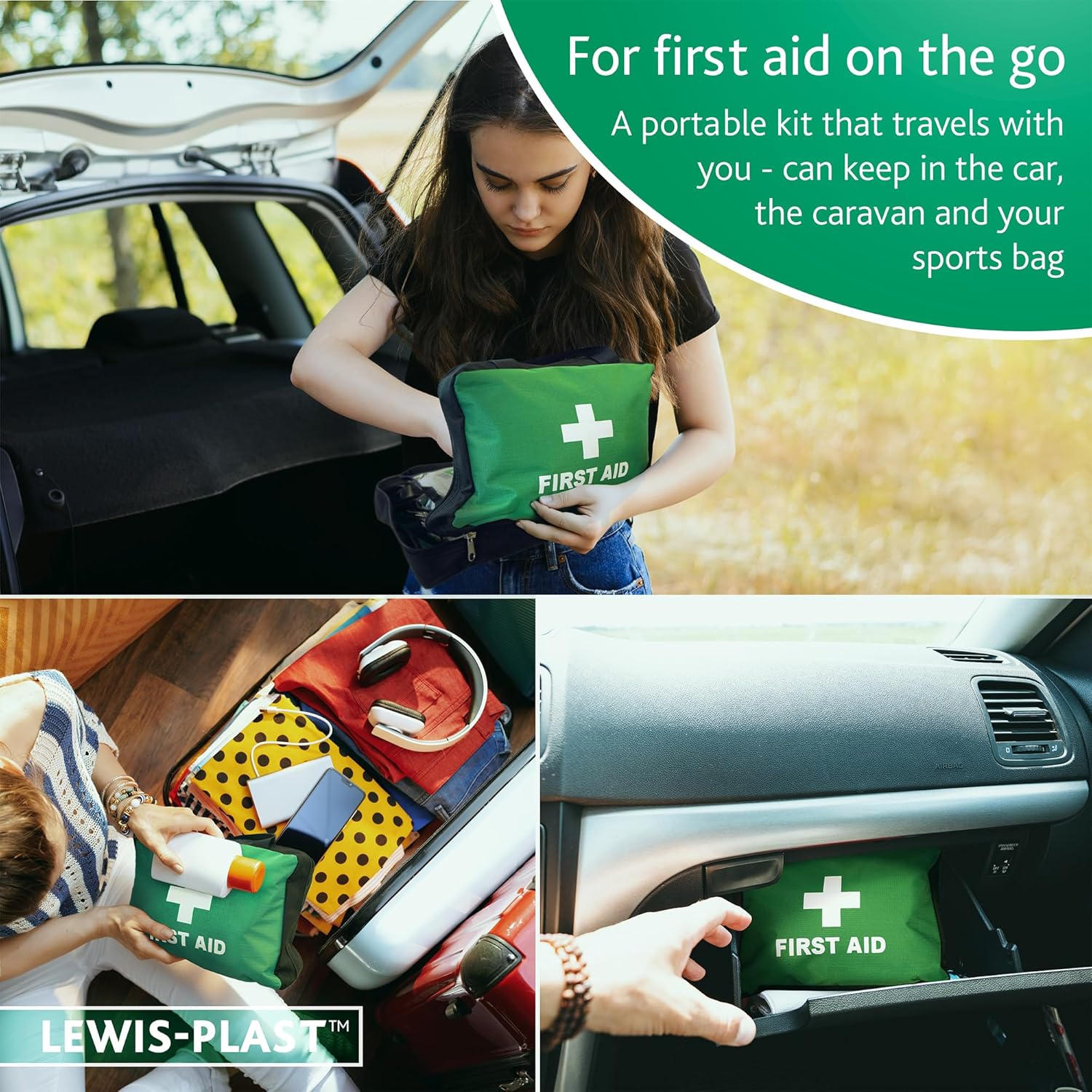 Angled view of the Lewis-Plast first aid kit bag