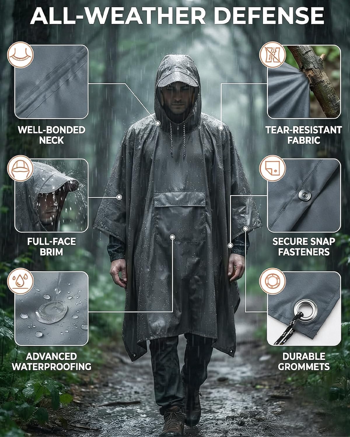 Victoper poncho shown at an angle to display its length and roomy cut