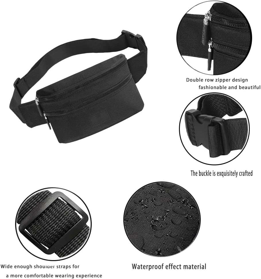 Side angle of the bum bag showing the chunky zip pulls and padded body