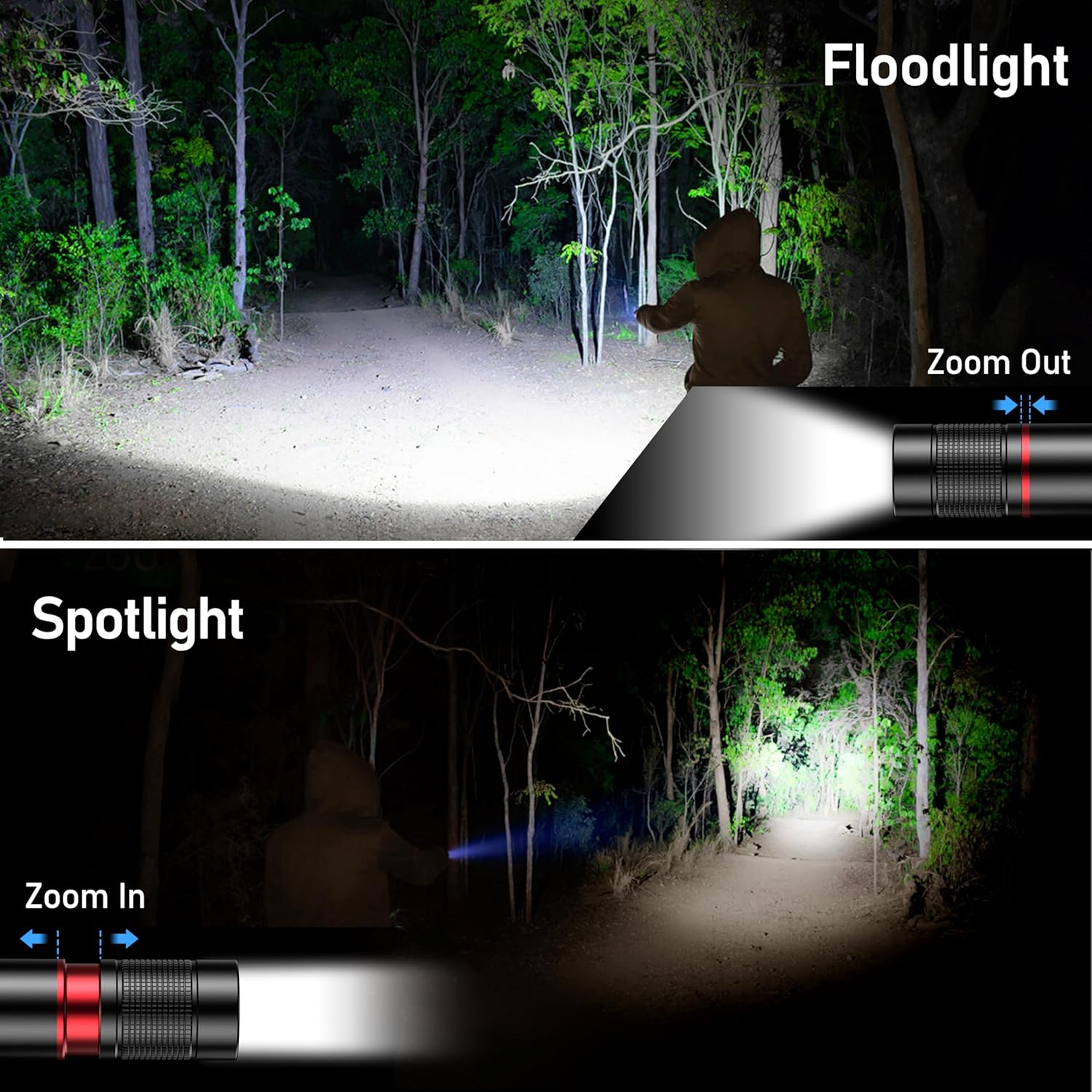 Blukar torch shown at an angle highlighting the sliding zoom collar