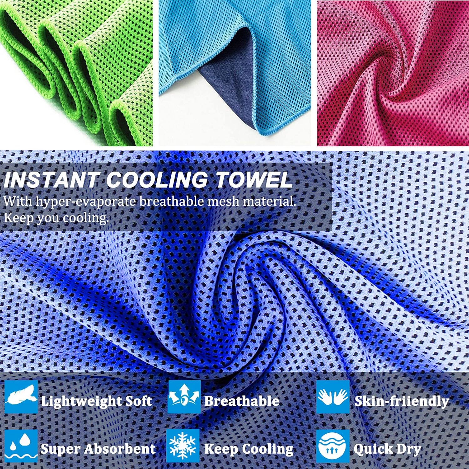 YQXCC cooling towel shown at an angle to display its scarf-like length