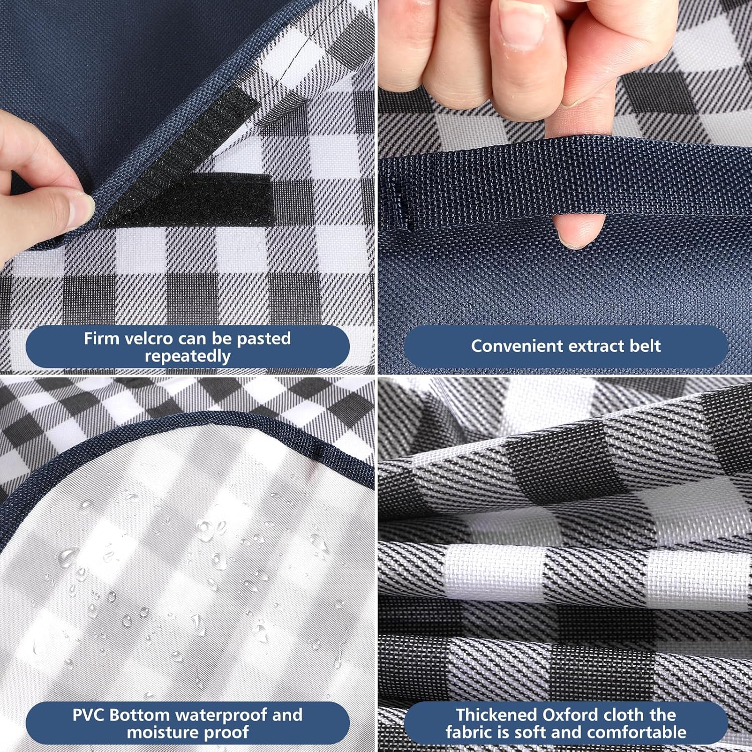 GUSUWU picnic blanket rolled up showing thickness and carry handle