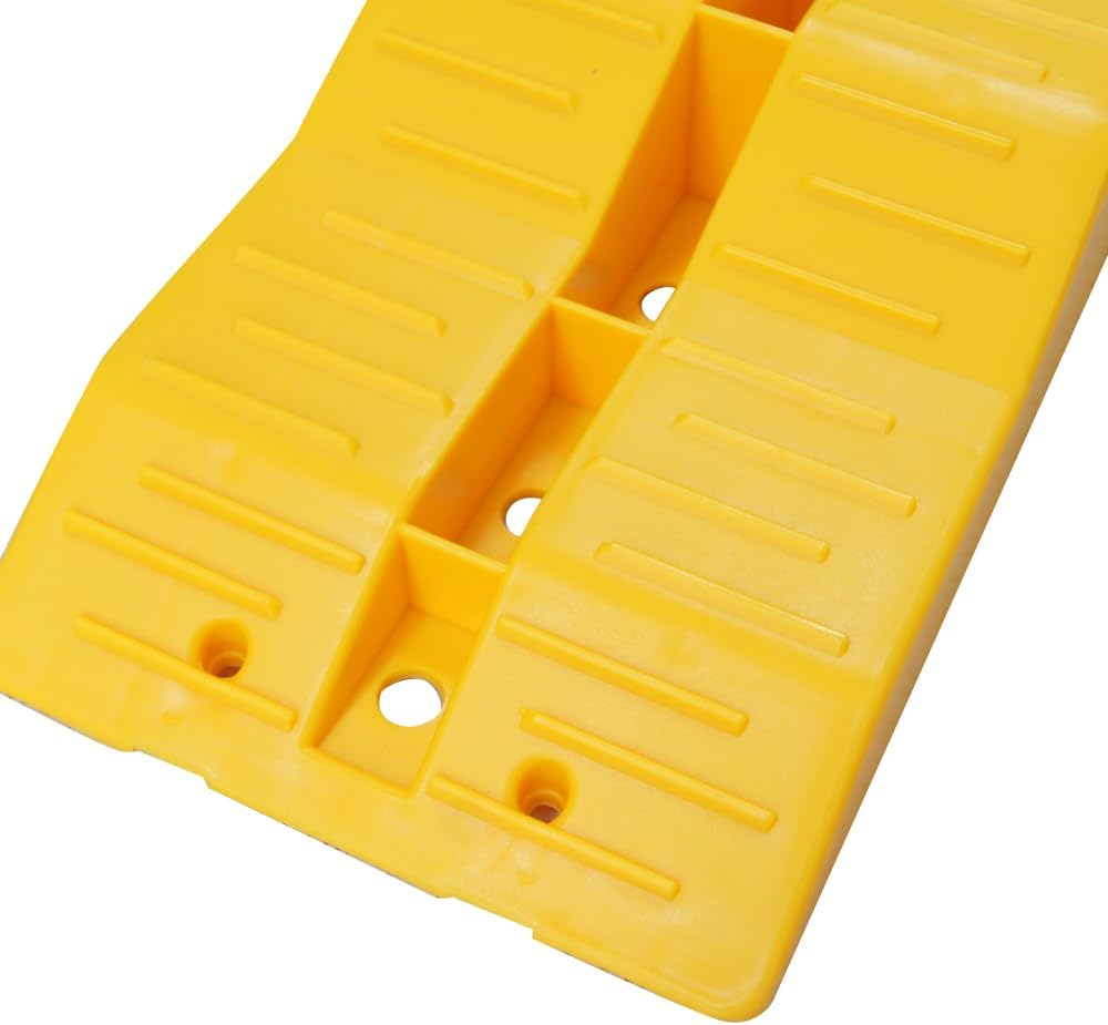 Close-up of the ribbed anti-slip tread and stepped levels on a KATSU levelling ramp