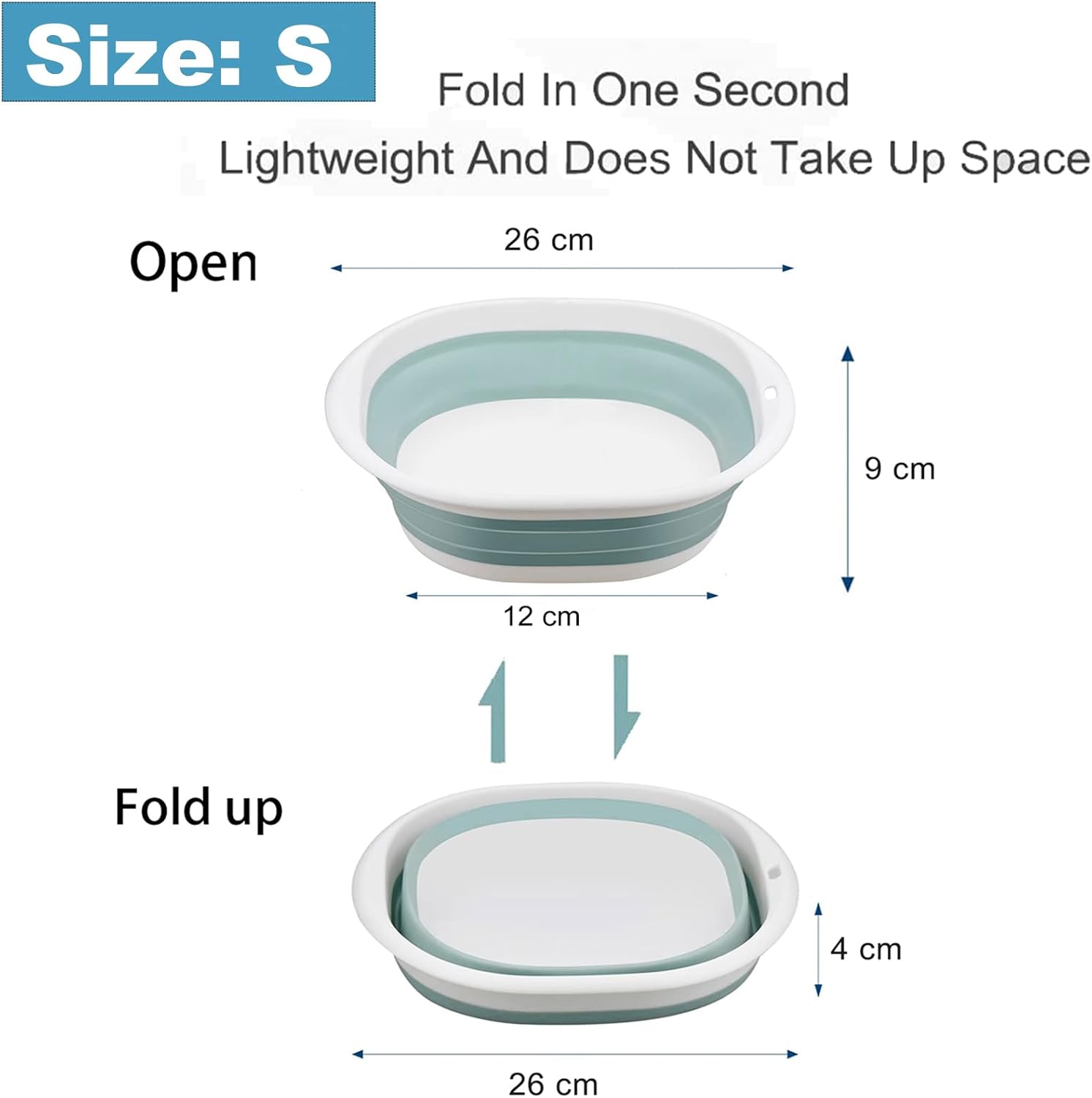 Diagram showing the small size yenlk bowl dimensions at 26cm open width and 9cm depth