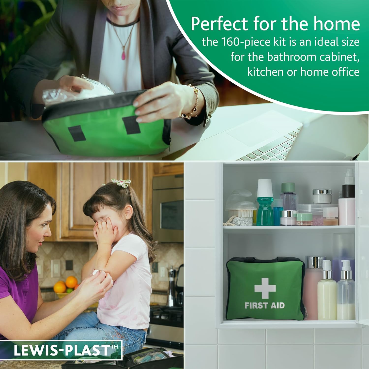 Close-up of first aid kit contents inside the bag