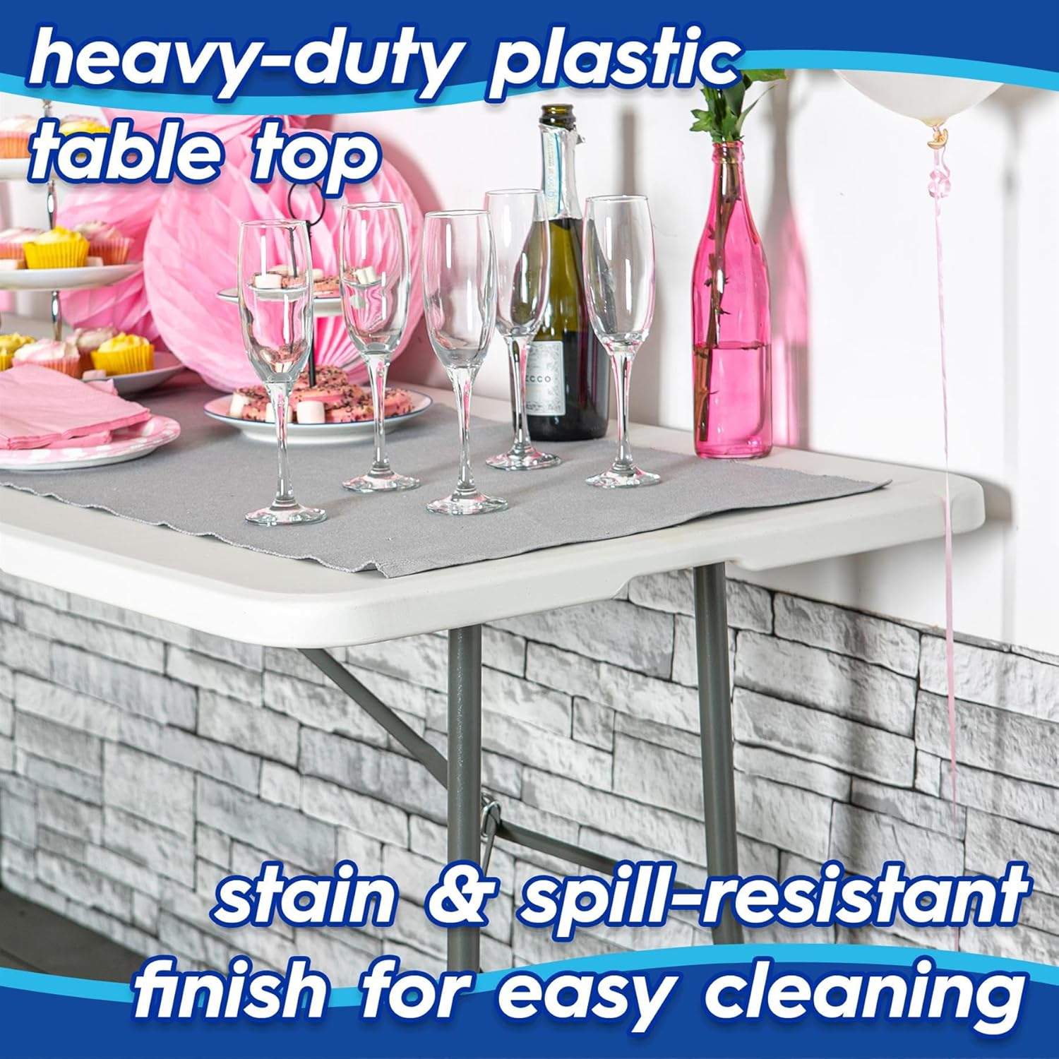 Close-up of the height-adjustable tubular metal frame with the locking mechanism visible