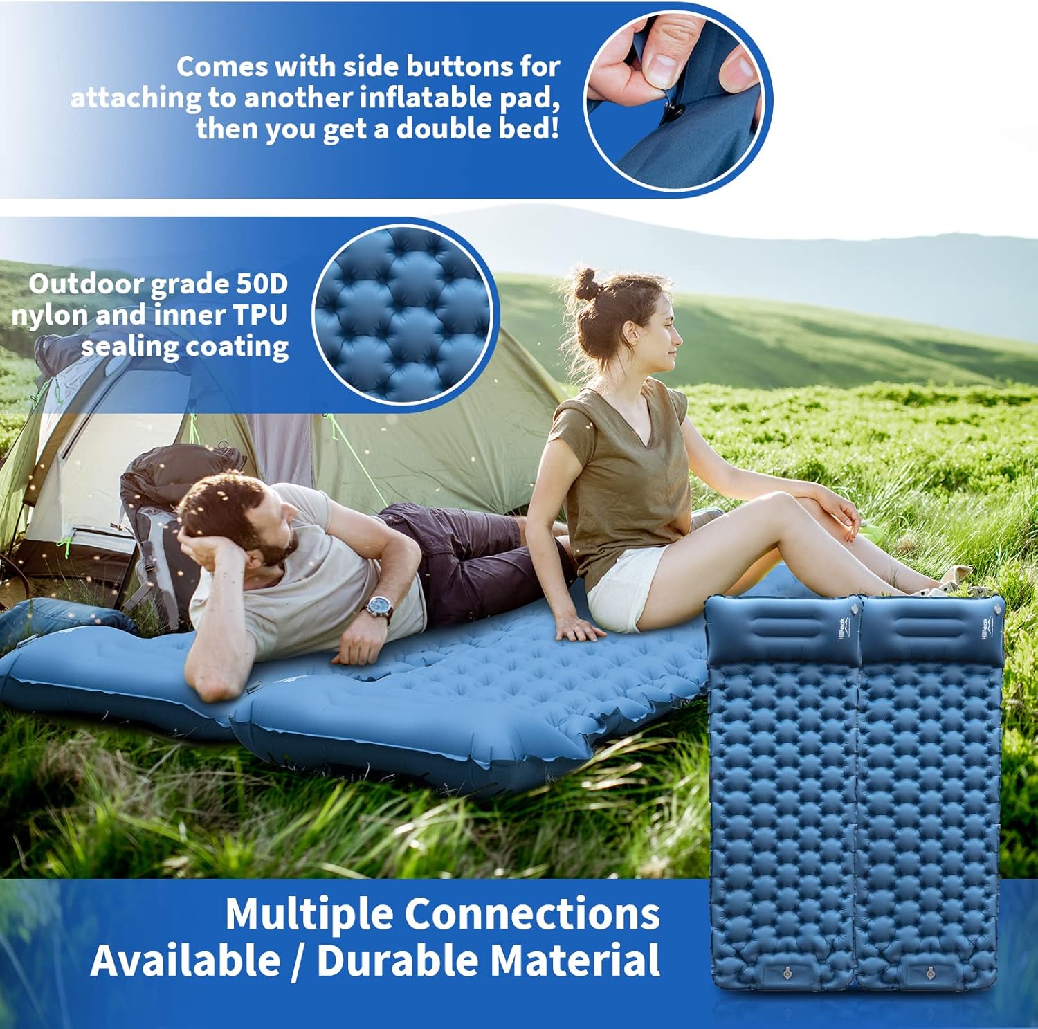 Close-up of the inflation and deflation valves on the HiiPeak sleeping pad