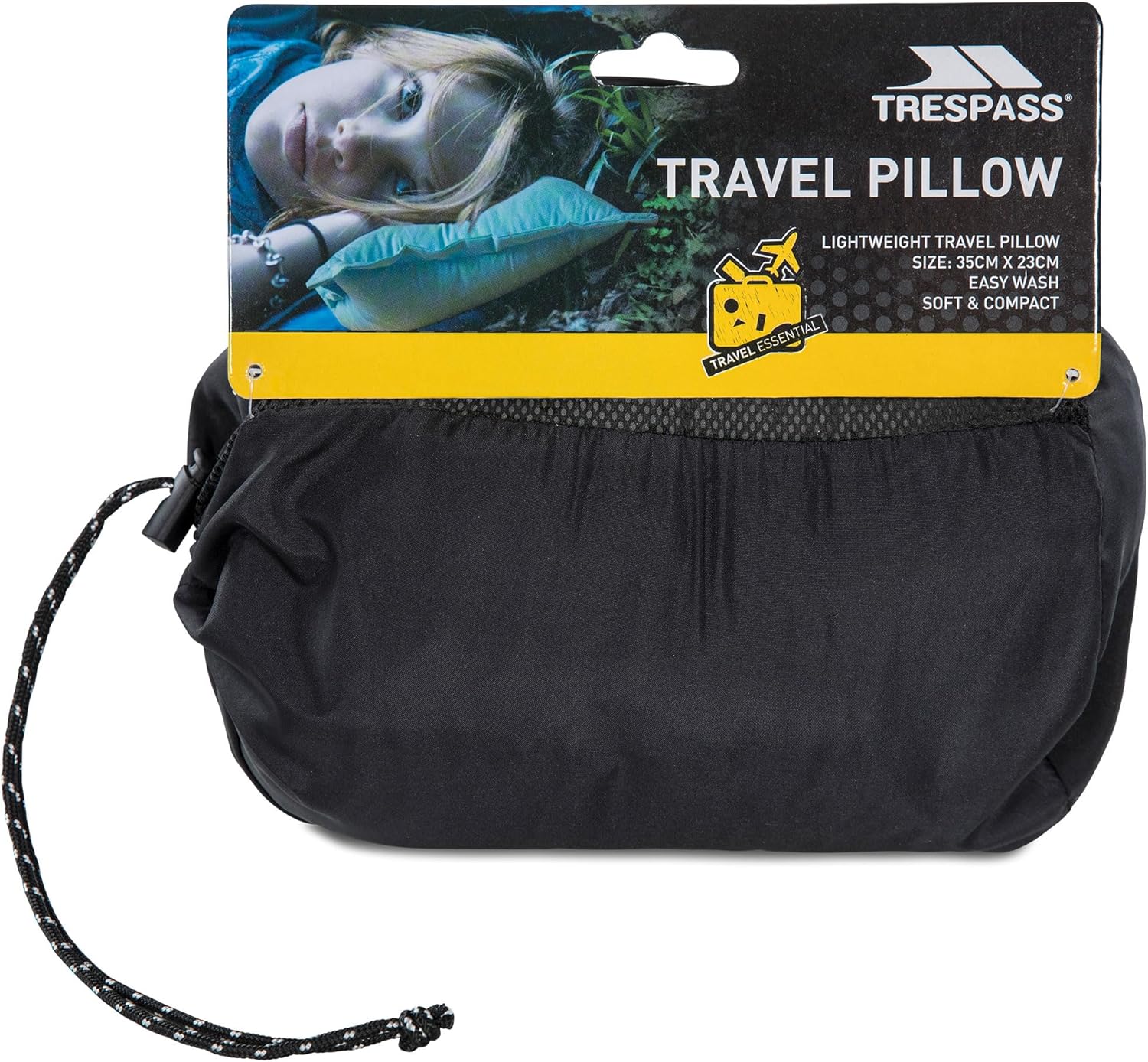 Trespass Snoozefest travel pillow shown packed up close-up