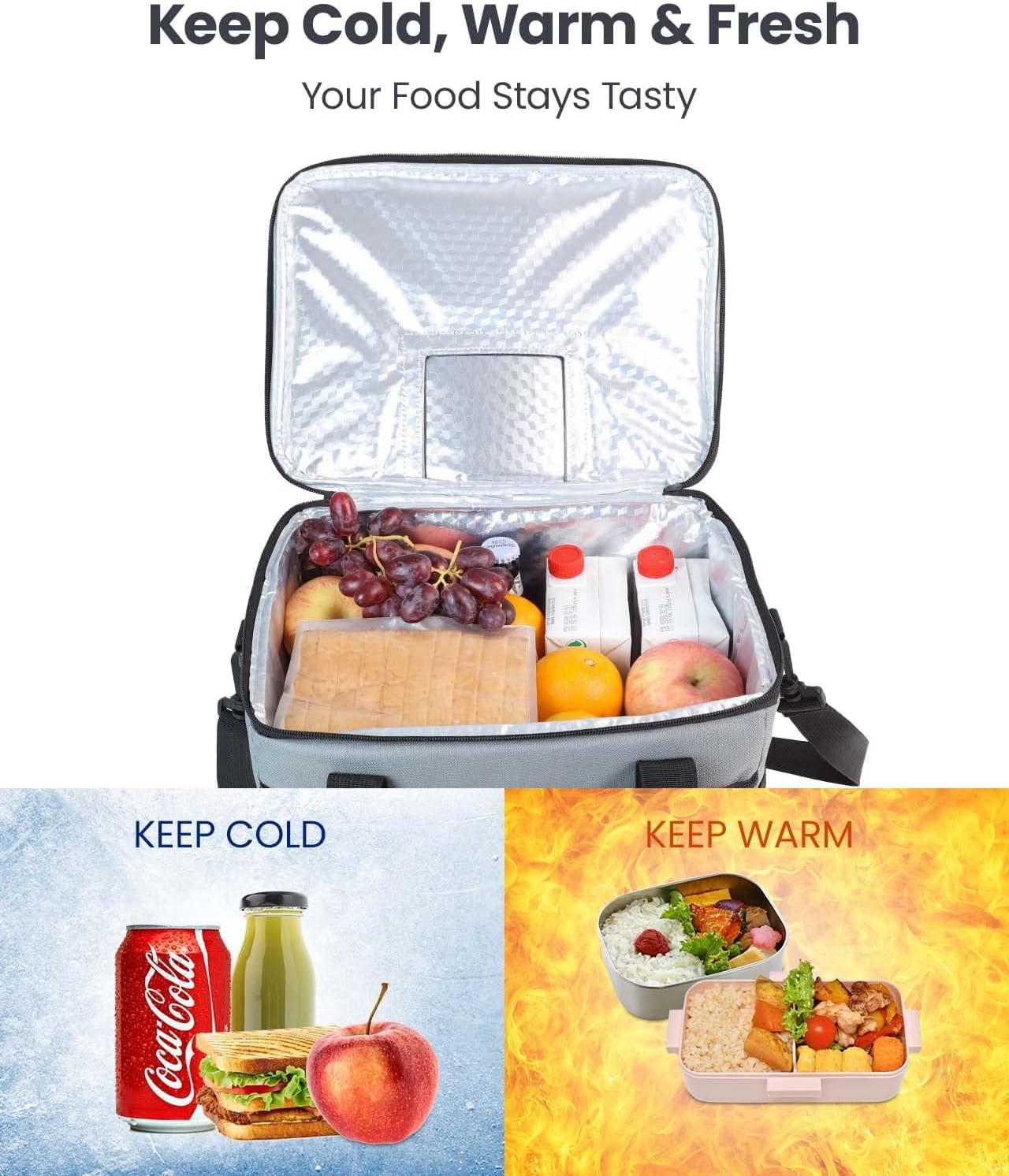 Kollea cool bag interior showing the aluminium foil lining and insulation layers