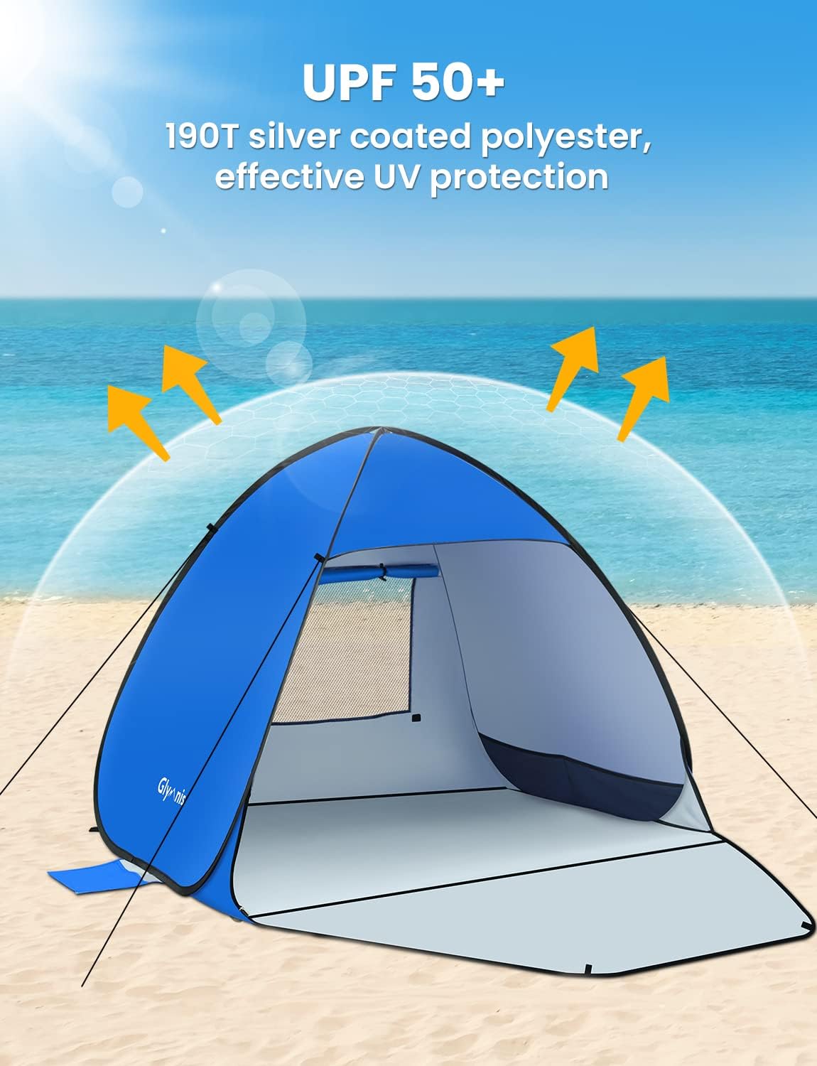 Rear of the Glymnis tent showing the mesh ventilation window for airflow