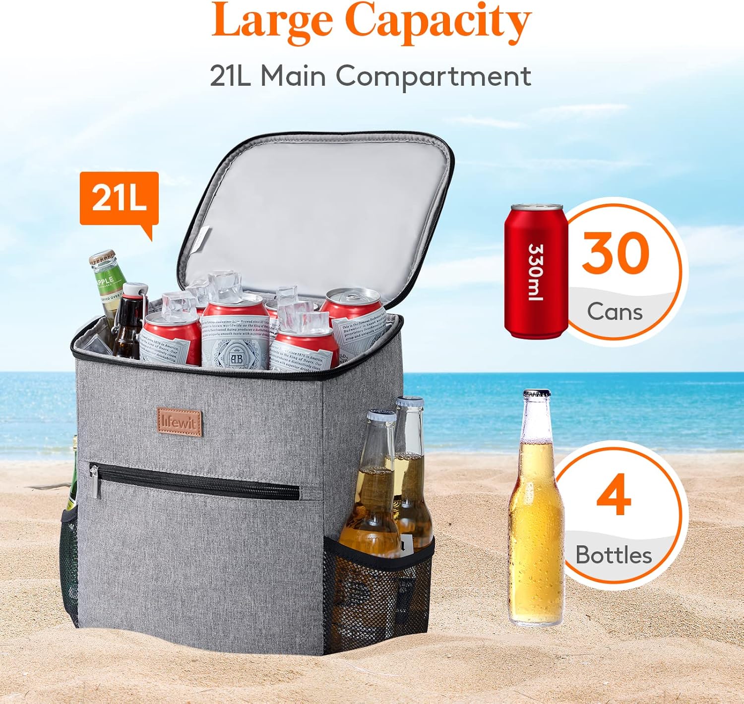 Close-up of the Lifewit cooler bag insulated PEVA lining and padded interior