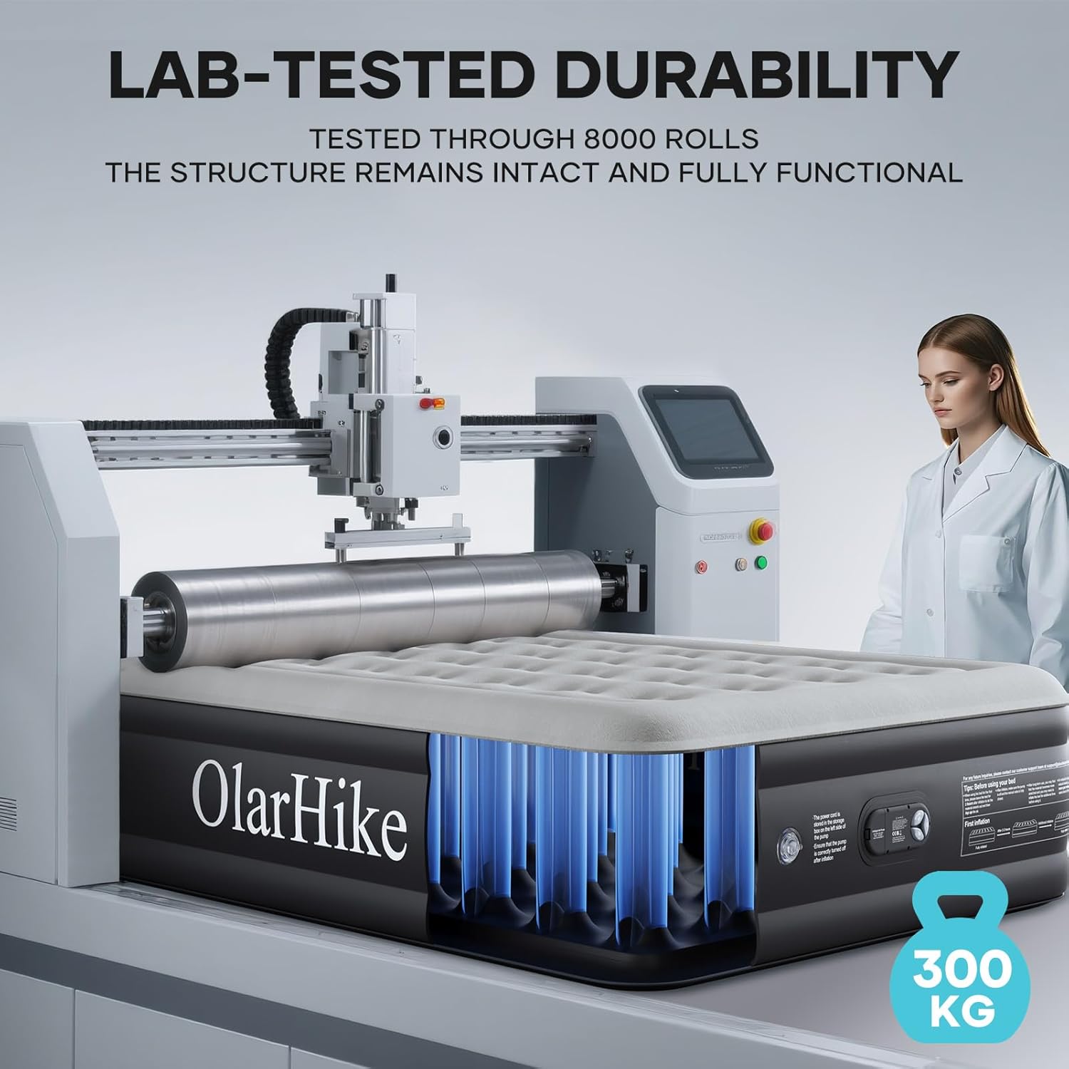 OlarHike double airbed rolled up in its supplied carry bag for storage