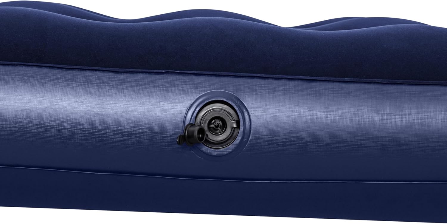 Close-up of the Bestway single air bed inflation valve and rotating cap mechanism