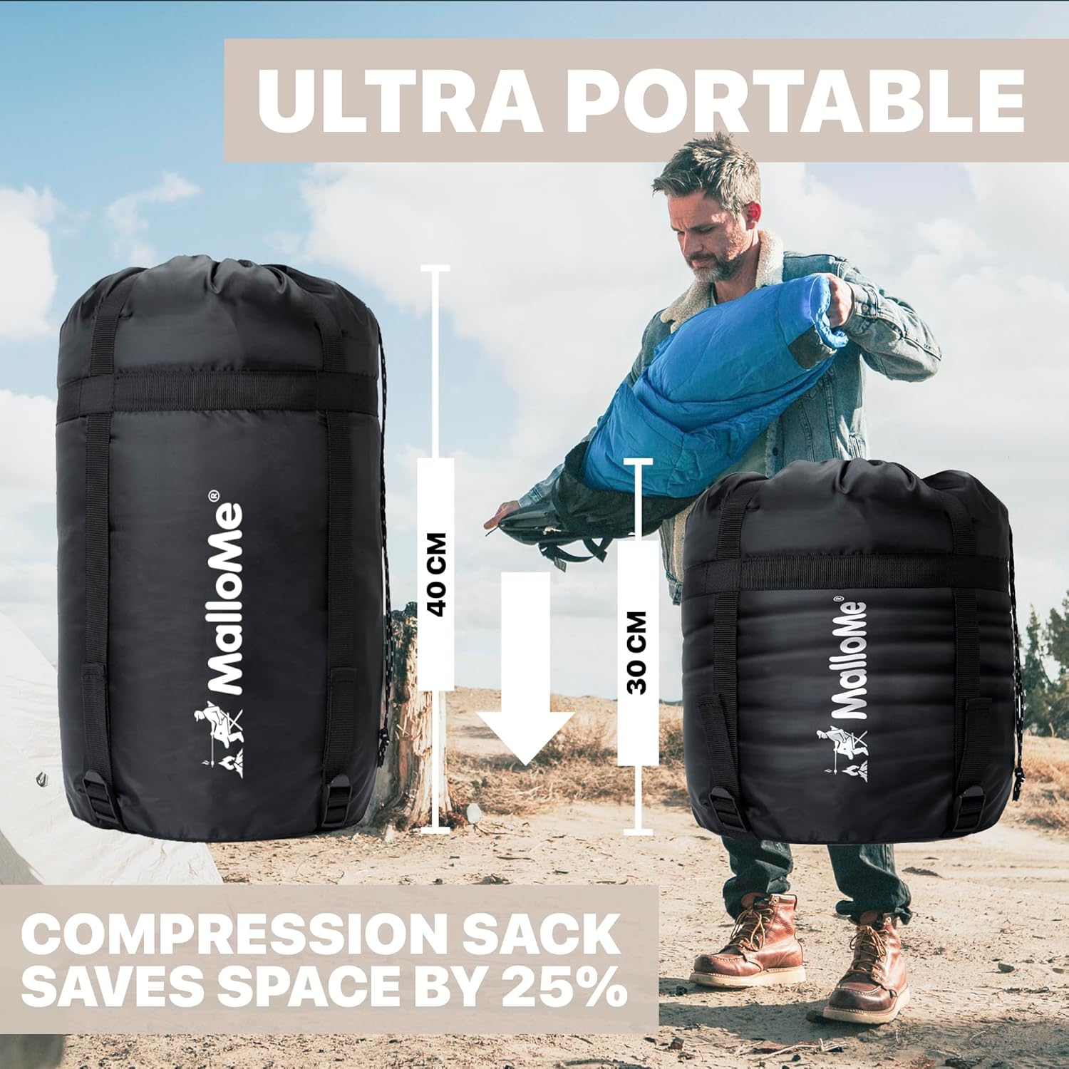 MalloMe sleeping bag zip and velcro closure detail