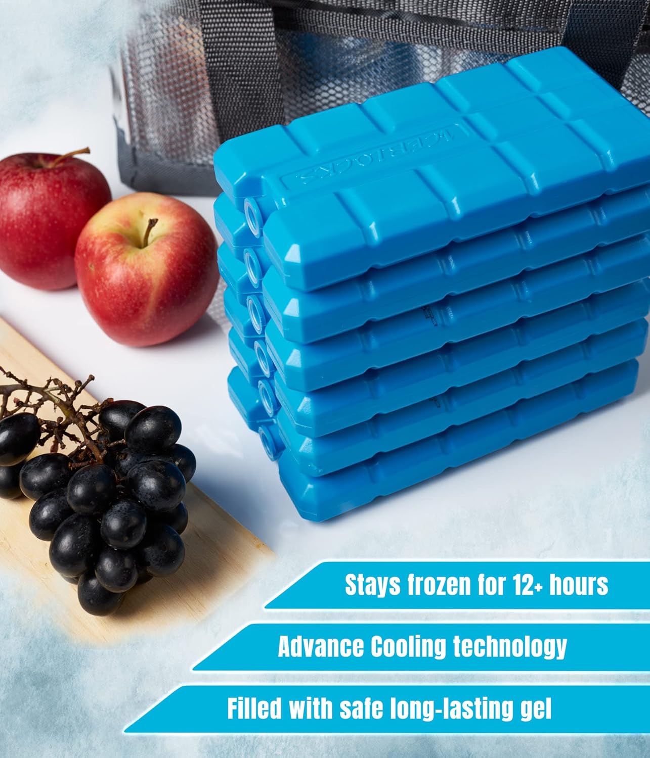 Galvog freezer blocks shown in context inside a cool box