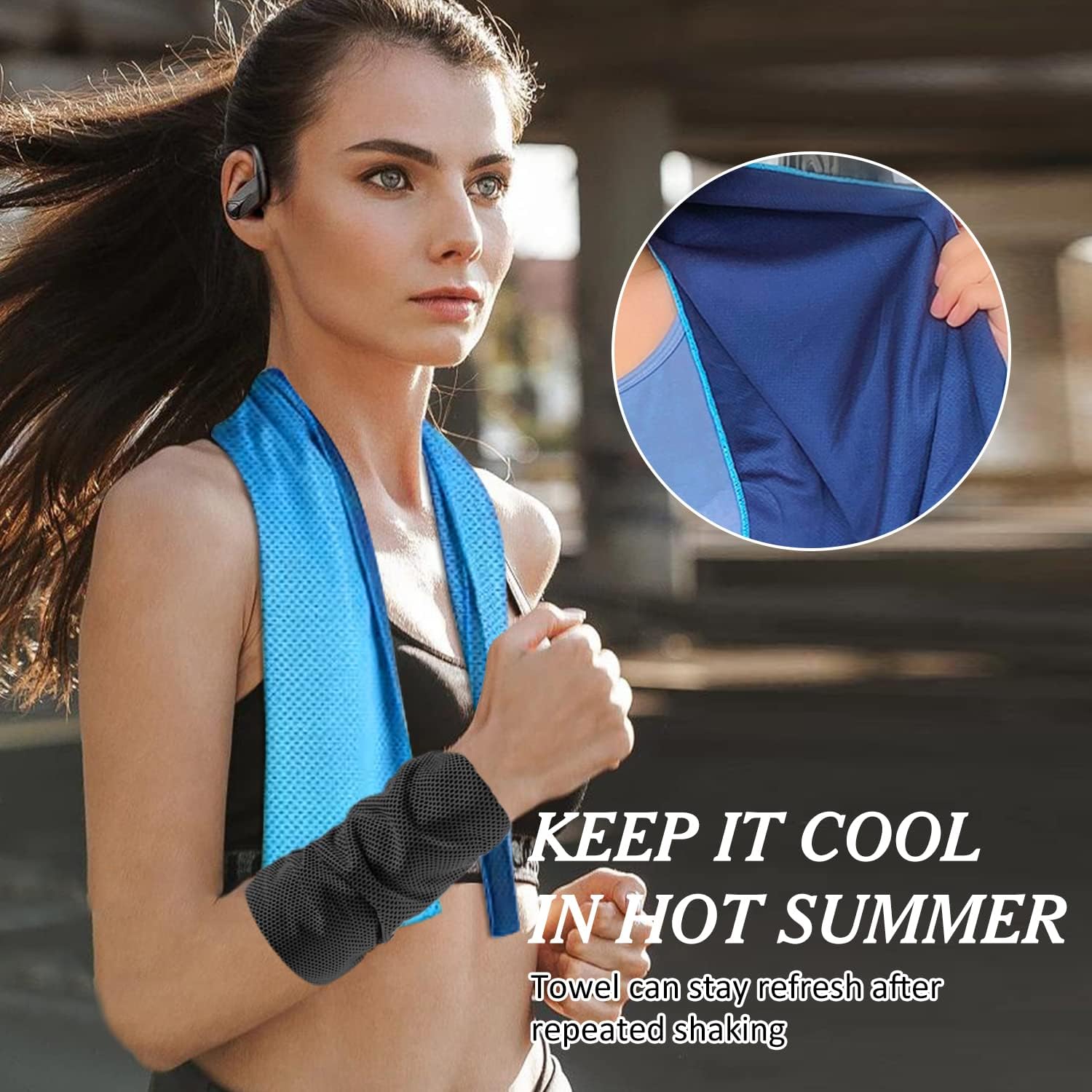 Surcotto cooling towel draped in an outdoor setting