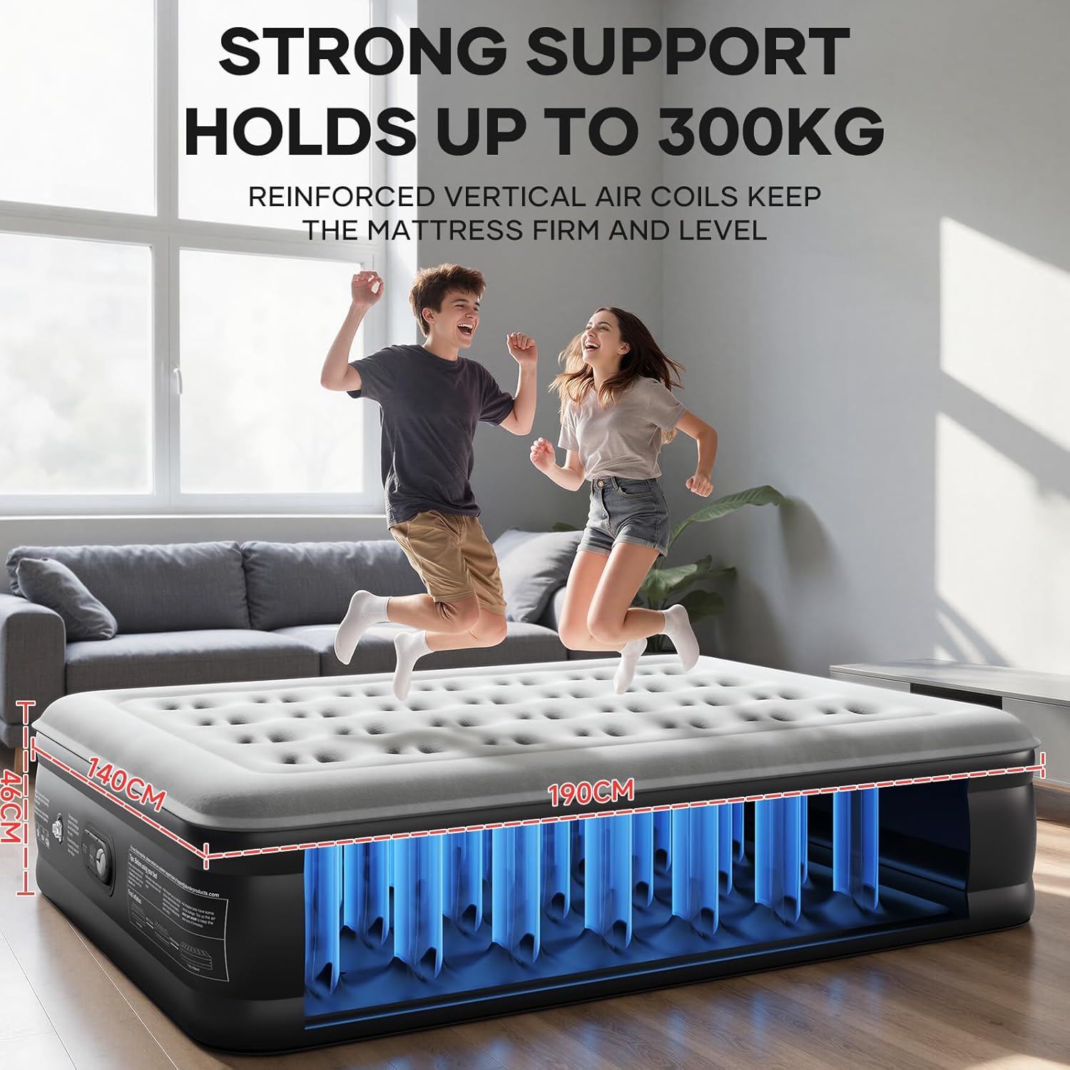 OlarHike airbed inflated in under 3 minutes using the built-in electric pump