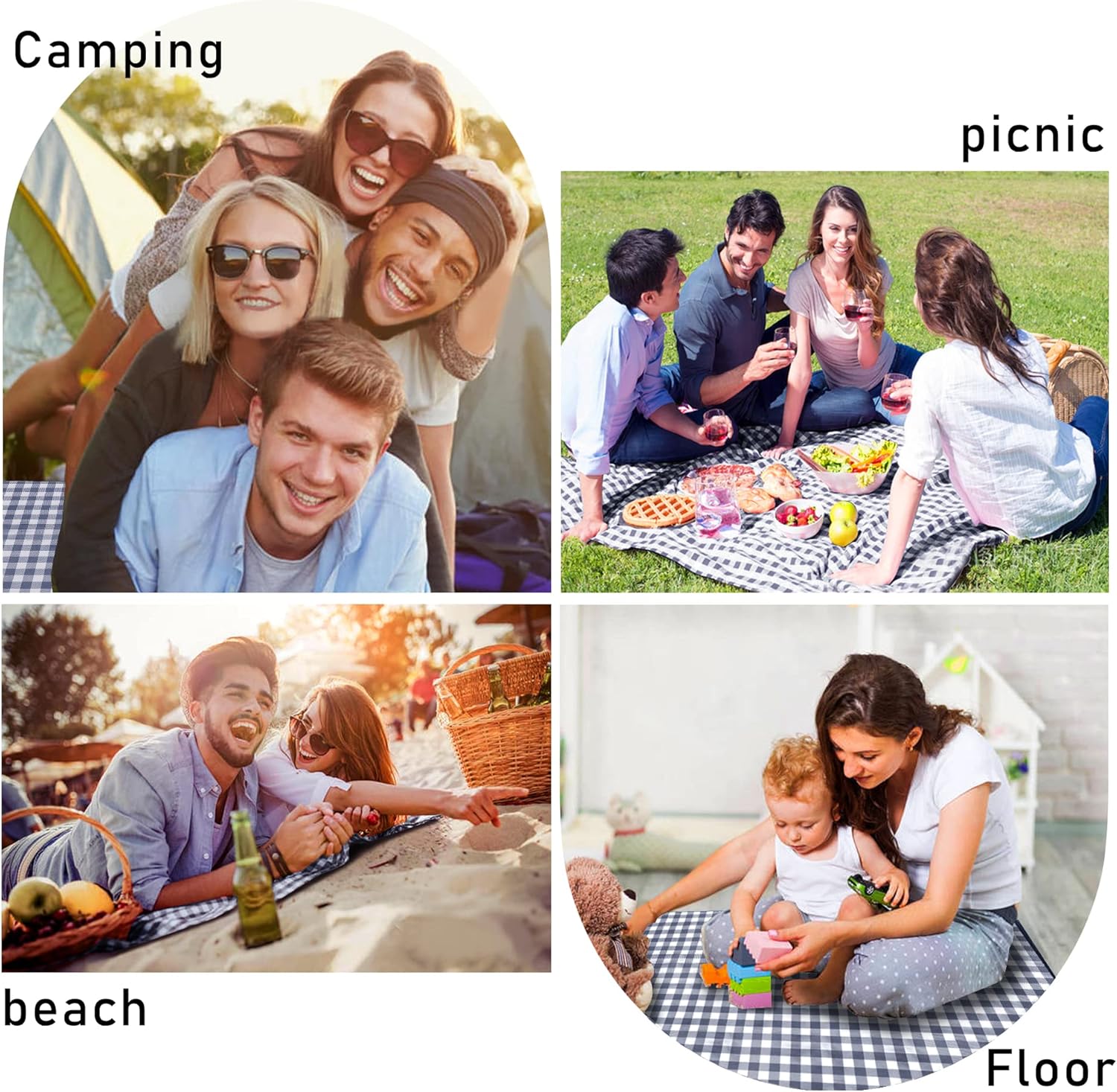 Underside of SAMSIER picnic blanket showing waterproof coated backing