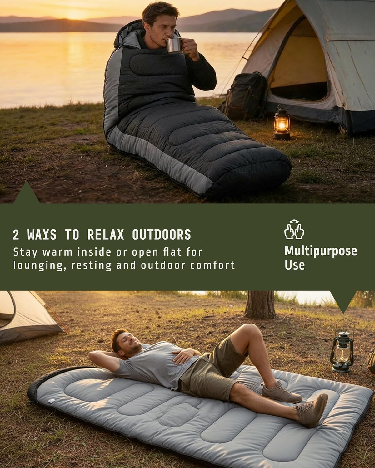 Voyager sleeping bag laid out in use indoors as spare bedding