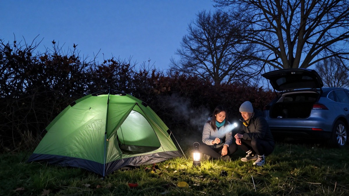 Can I pitch a tent after dark in October UK: yes, if three things line up